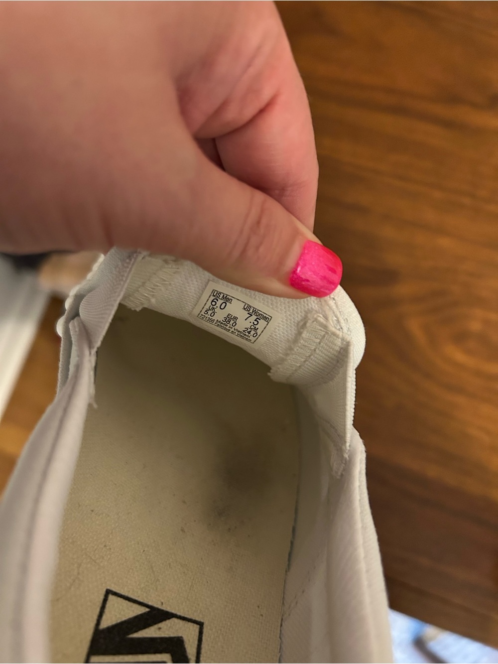 Custom-made Vans Women’s White Pearl-Stud Slip-On Sneakers - Wedding sneaker - Picture 5 of 6